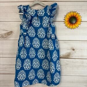 Mini Boden Pineapple Print Flutter Sleeve Cotton Dress Kids 9-10Y